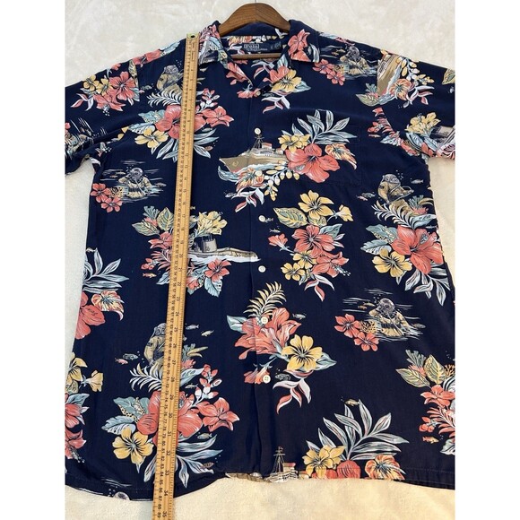 VTG Polo Ralph Lauren Men Shirt Large Tall Viscose Camp Ship Aloha Island Resort - Picture 6 of 10